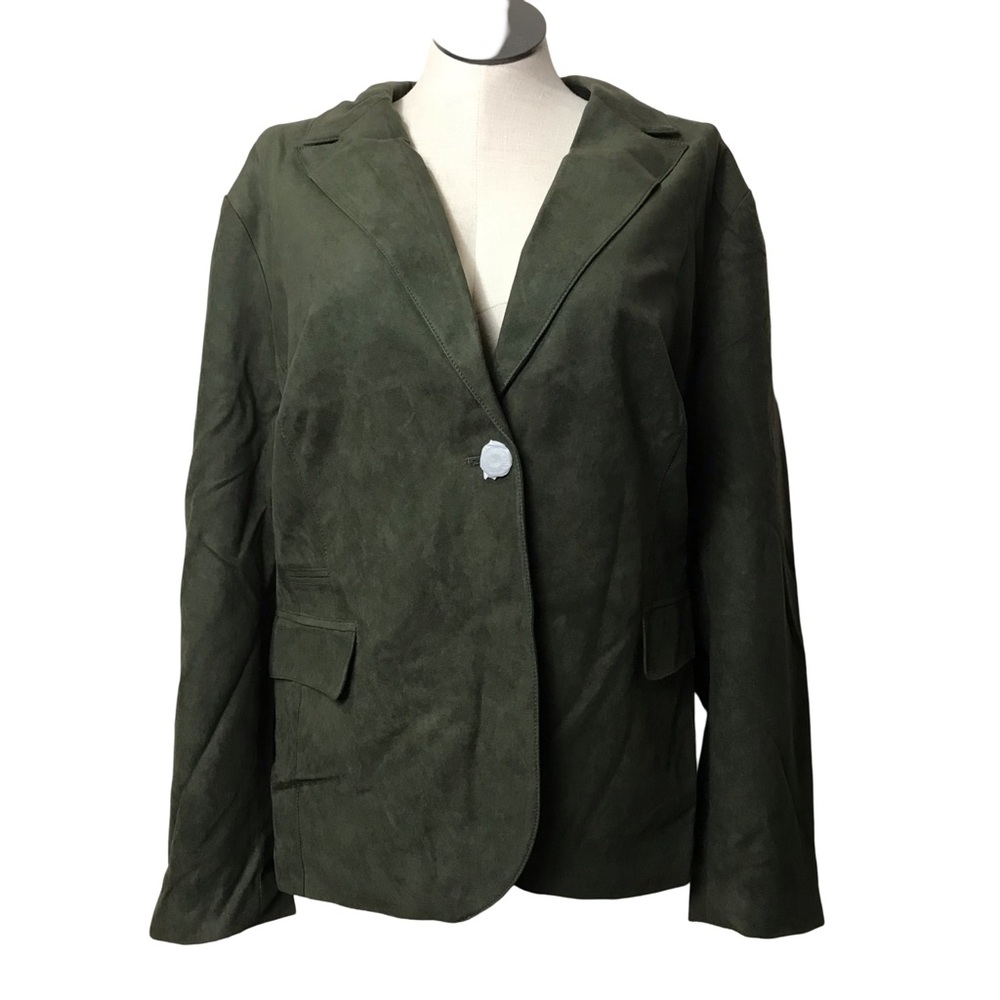 Coldwater Creek Faux Suede 1 Button Blazer Women’s Size 3X (24-26) Color Green